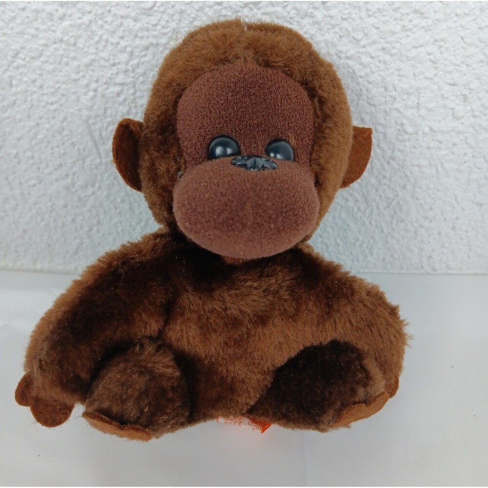 R DAKIN & Co Vintage 1981 Dark Brown Chimpanzee Ape Monkey Plush 5" Stuffed Toy